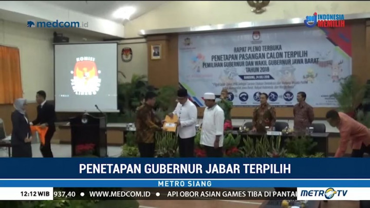 Ridwan-Uu Ditetapkan sebagai Gubernur & Wagub Terpilih
