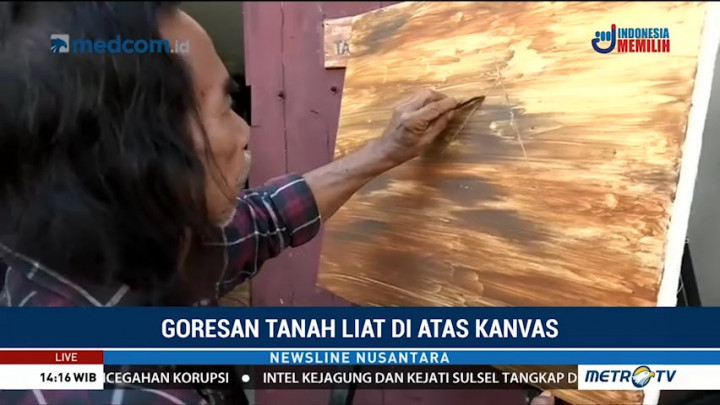 Goresan Tanah Liat di Atas Kanvas