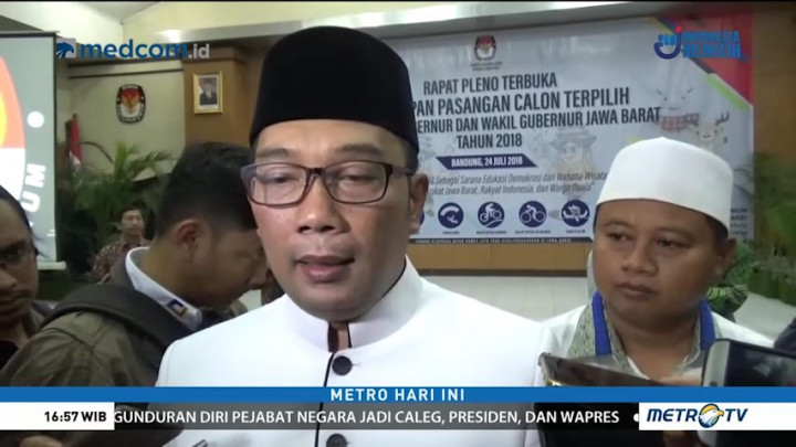 KPU Tetapkan Ridwan Kamil-Uu Ruzhanul Pemenang Pilgub Jabar
