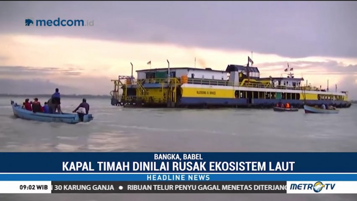 Puluhan Nelayan Usir Kapal Isap Produksi Timah di Teluk Kelabat