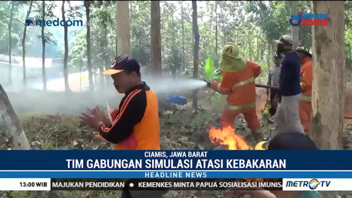 Tim Gabungan di Ciamis Gelar Simulasi Penanganan Kebakaran Hutan