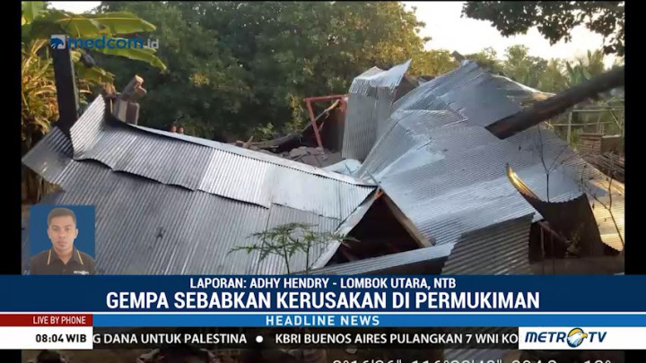Gempa Akibatkan Kerusakan Bangunan di Lombok