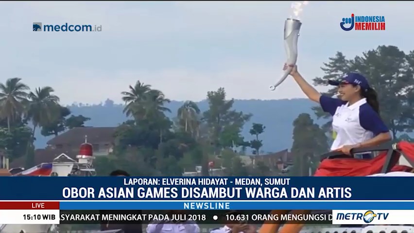 Keseruan Kirab Obor Asian Games di Danau Toba