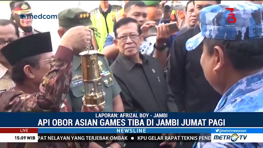 Api Obor Asian Games Tiba di Jambi