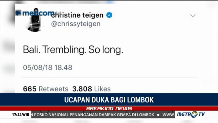 Chrissy Teigen Berikan Kabar Terkait Gempa Lombok Lewat Cuitan