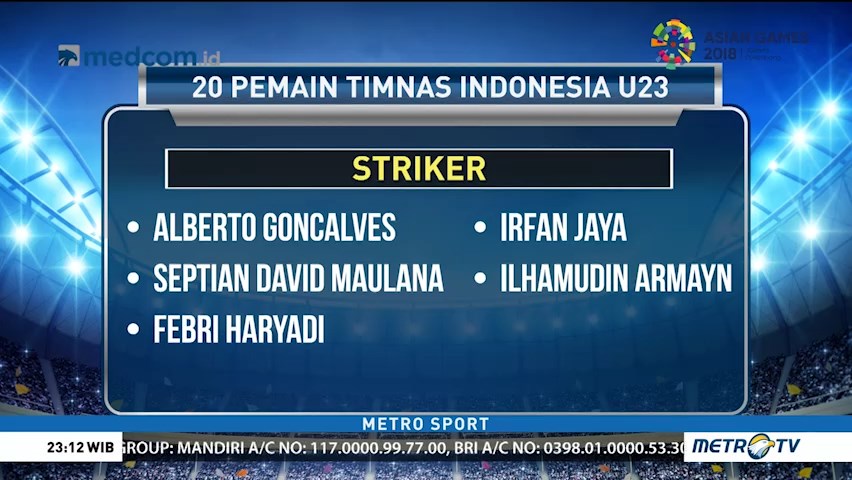 Timnas U-23 Rilis 20 Pemain untuk Asian Games 2018