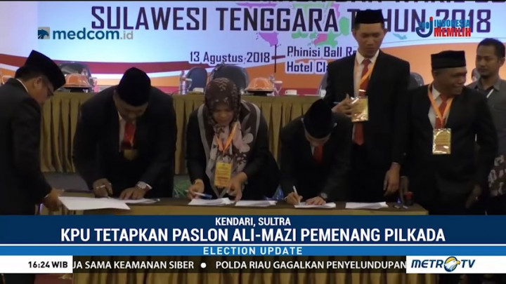 KPU Tetapkan Ali Mazi - Lukman Pemenang Pilkada Sultra