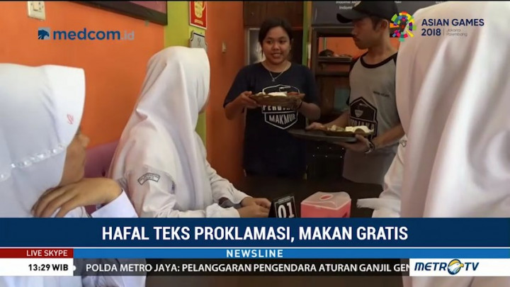 Hafal Teks Proklamasi, Gratis Makan di Kafe Ini
