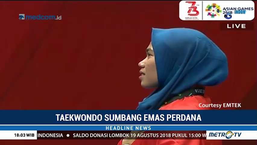 Atlet Taekwondo Defia Rosmaniar Sumbang Medali Emas Pertama