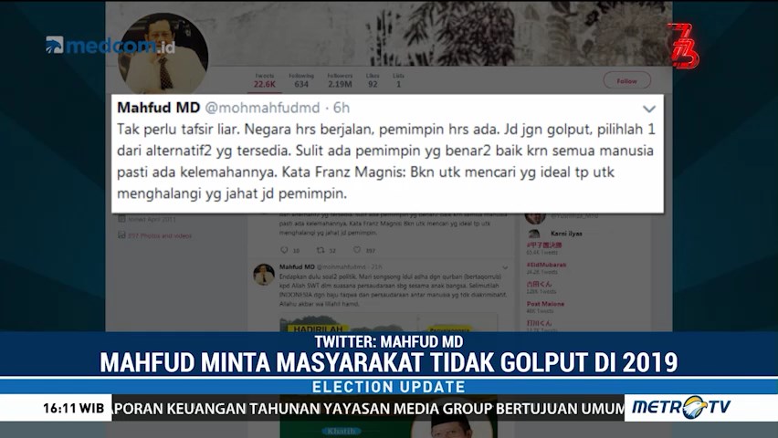 Mahfud MD Ajak Masyarakat untuk Tidak Golput