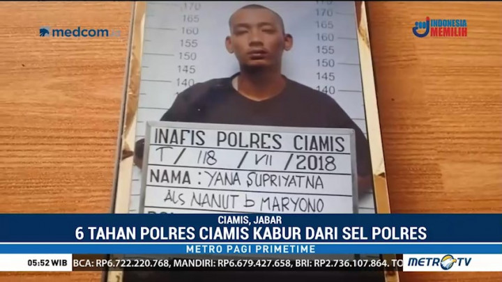 Jebol Plafon, 6 Tahanan Polres Ciamis Kabur