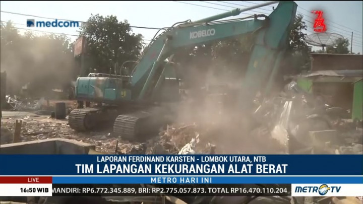 Pembersihan Puing Gempa Lombok Terkendala Kurangnya Alat Berat