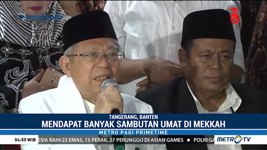 Pulang Haji, Ma'ruf Amin Disambut Relawan dan Santri