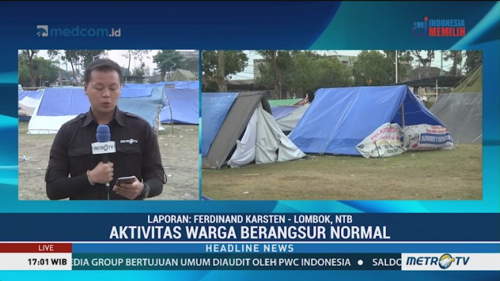 Tenda Pengungsian di Lombok Mulai Berkurang
