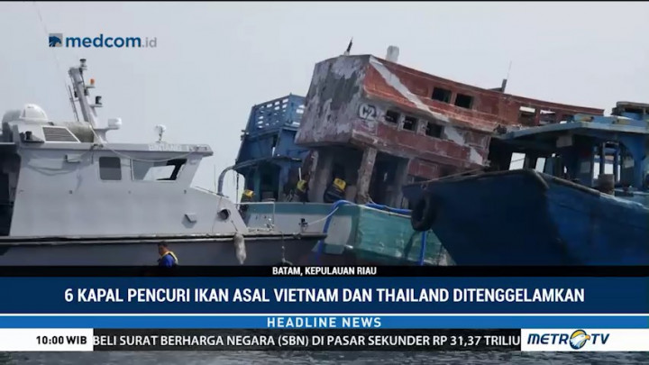 Enam Kapal Pencuri Ikan Ditenggelamkan