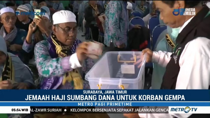 Jemaah Haji Debarkasi Surabaya Galang Dana untuk Korban Gempa Lombok