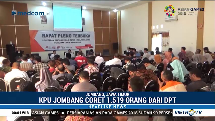 KPU Jombang Coret 1.519 Orang dari DPT