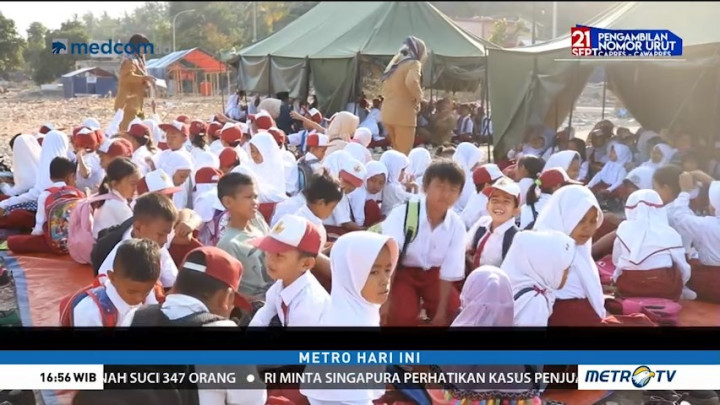 Sekolah di Lombok Utara Kekurangan Tenda