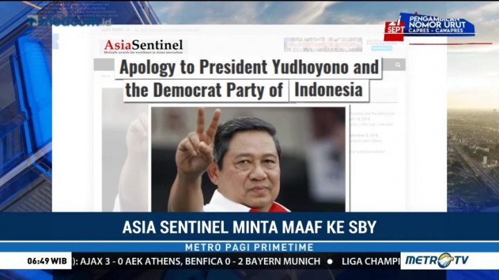Asia Sentinel Minta Maaf ke SBY dan Partai Demokrat