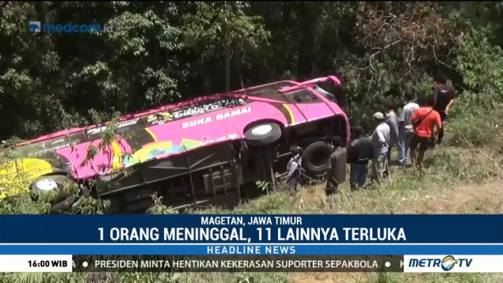 Bus Jatuh ke Jurang di Magetan, Satu Orang Tewas