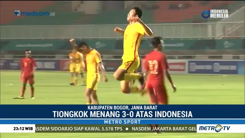 Timnas Indonesia U-19 Kalah 0-3 dari Tiongkok