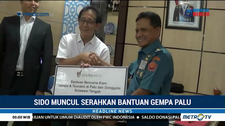 Sido Muncul Serahkan Bantuan untuk Korban Gempa Sulteng