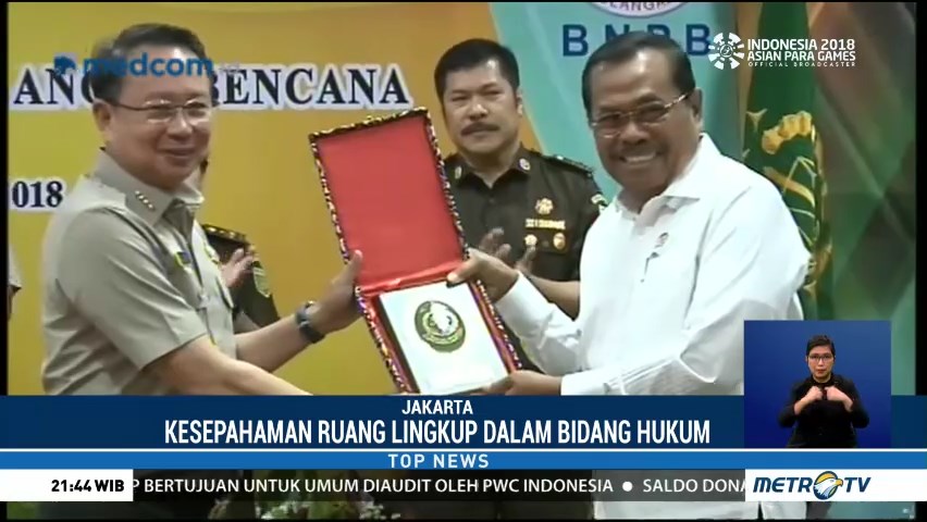 Kejagung-BNPB Teken MoU soal Penanganan Bencana