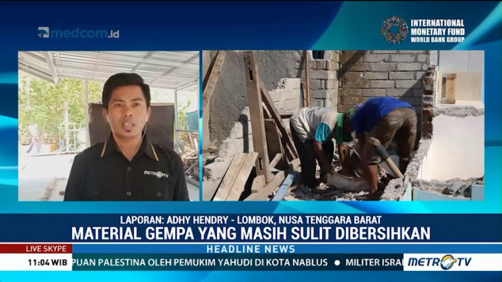 Warga Lombok Utara Kesulitan Bersihkan Material Sisa Gempa