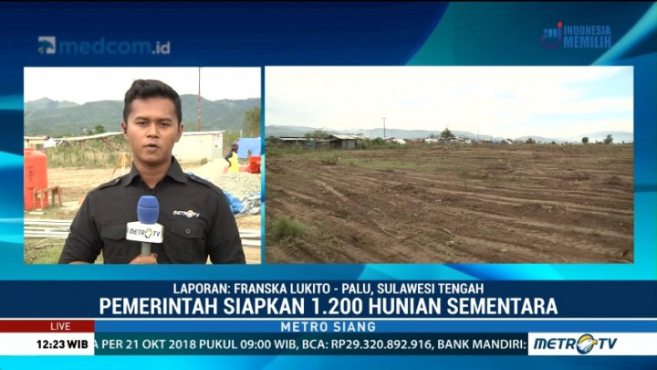 Pemerintah Siapkan 1.200 Huntara untuk Korban Gempa Palu