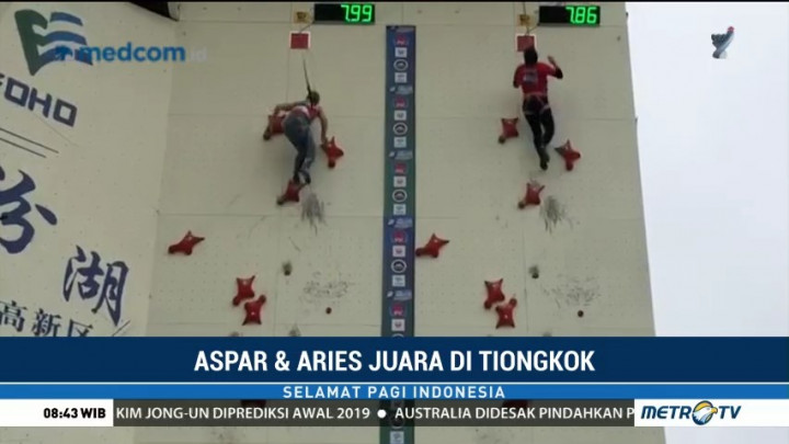 Aries Susanti dan Aspar Jaelolo Juara Dunia Panjat Tebing