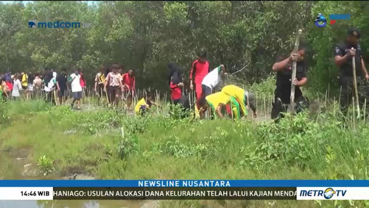 Brimob Polda Sumut dan Pelajar Tanam 10 Ribu Pohon Mangrove