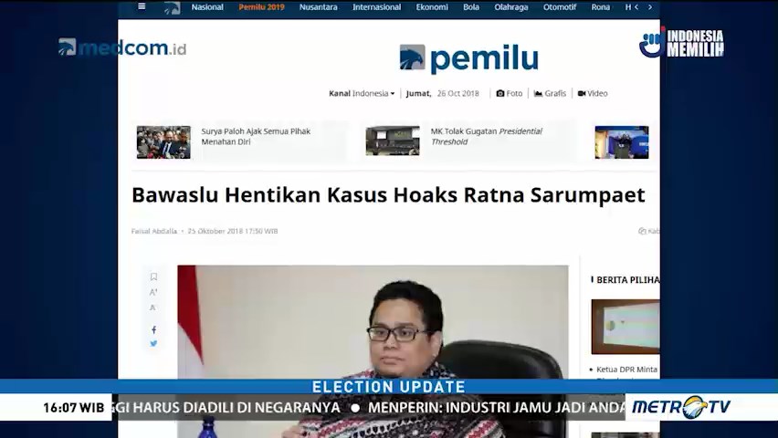 Bawaslu Hentikan Kasus Hoaks Ratna Sarumpaet
