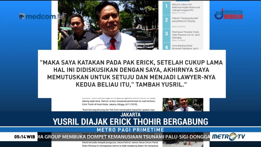 Yusril Resmi Jadi Pengacara Jokowi-Ma'ruf Amin