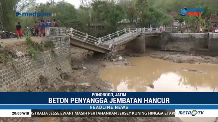 Tergerus Hujan, Jembatan Antar Desa di Ponorogo Ambruk