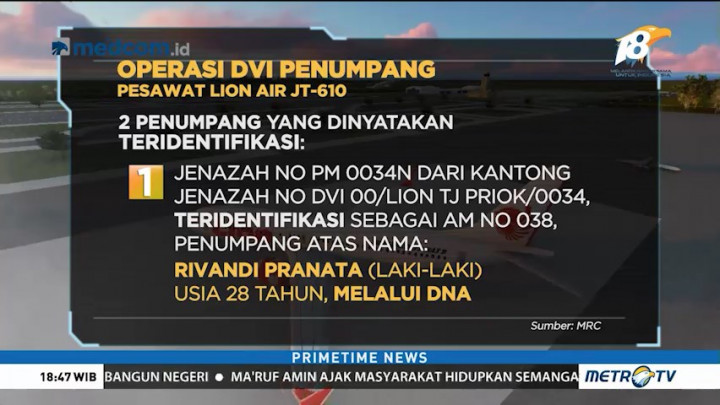 Tim DVI Kembali Identifikasi Dua Jenazah Penumpang Lion Air