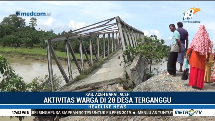 Jembatan Ambruk Karena Longsor di Aceh Barat