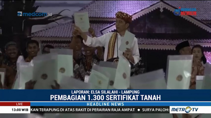 Jokowi Bagikan 1.300 Sertifikat Tanah untuk Warga Lampung