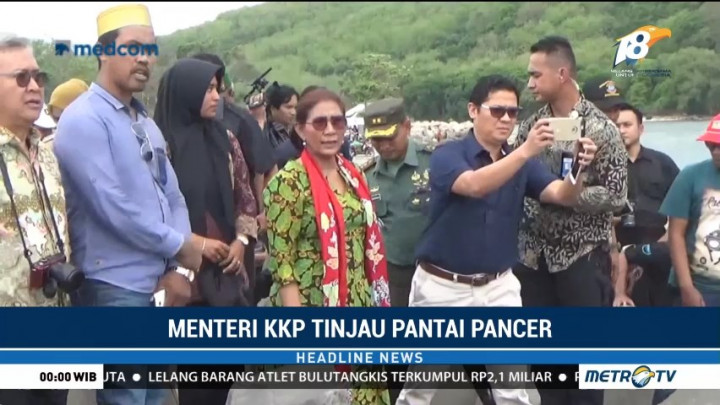 Menteri Susi Tinjau Pantai Pancer di Jawa Timur