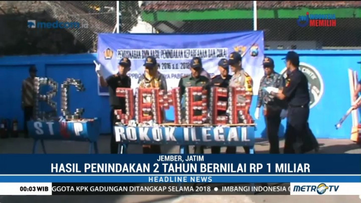Bea Cukai Jatim Musnahkan Lebih dari 1 Juta Rokok Ilegal