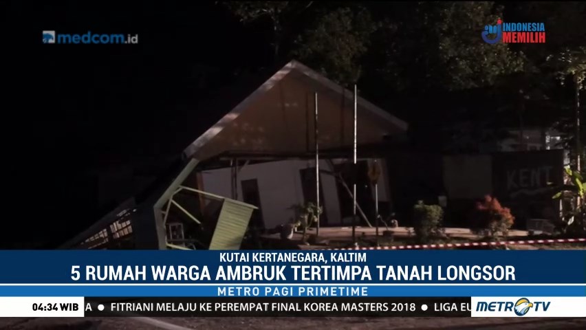 Lima Rumah Warga di Kutai Kartanegara Ambruk Tertimpa Longsor