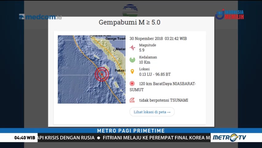 Gempa 5,9 SR Guncang Nias