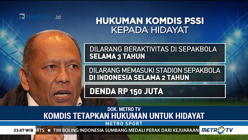 Komdis PSSI Tetapkan Hukuman untuk Hidayat