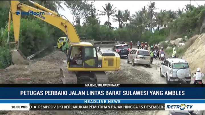 Perbaikan Jalur Lintas Barat Majene yang Ambles Dikebut