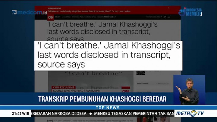 Transkrip Pembunuhan Jamal Khashoggi Beredar