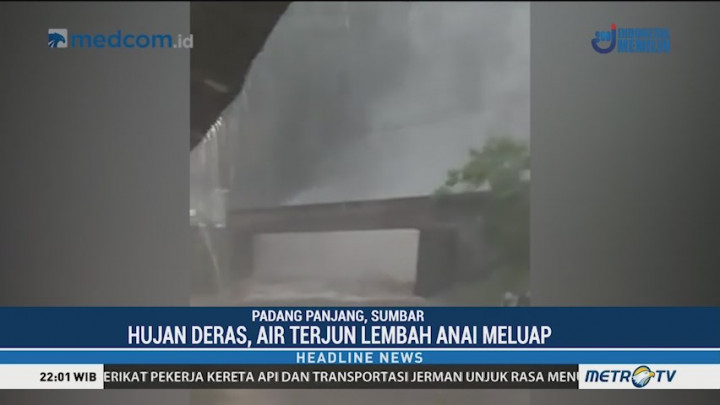 Hujan Deras, Air Terjun Lembah Anai di Sumbar Meluap