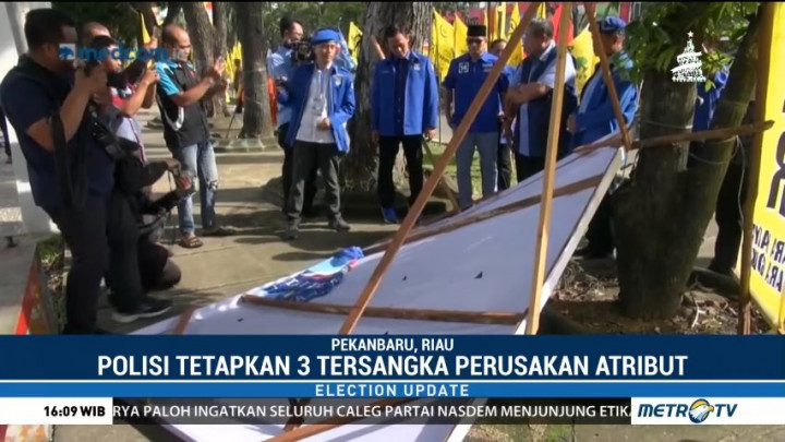 Polda Riau Tetapkan 3 Tersangka Perusakan Atribut Partai Demokrat