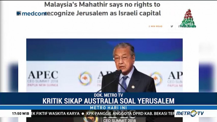 Mahathir Kritik Langkah Australia Soal Yerusalem