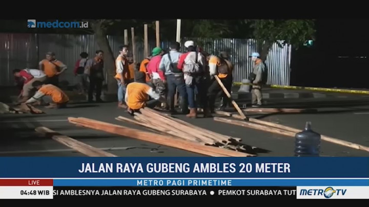 Jalan Raya Gubeng Surabaya Ambles, Pagar Pembatas Sudah Dipasang
