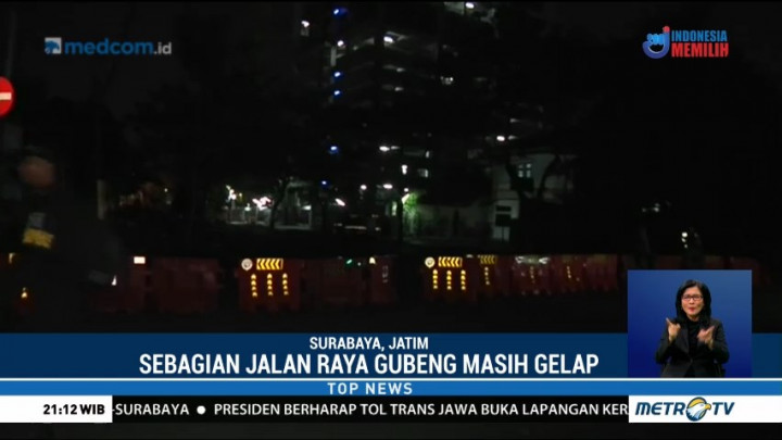 Sebagian Jalan Gubeng Masih Gelap