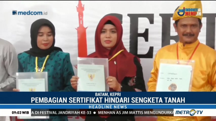 Gubernur Kepri Serahkan 3.161 Sertifikat Tanah